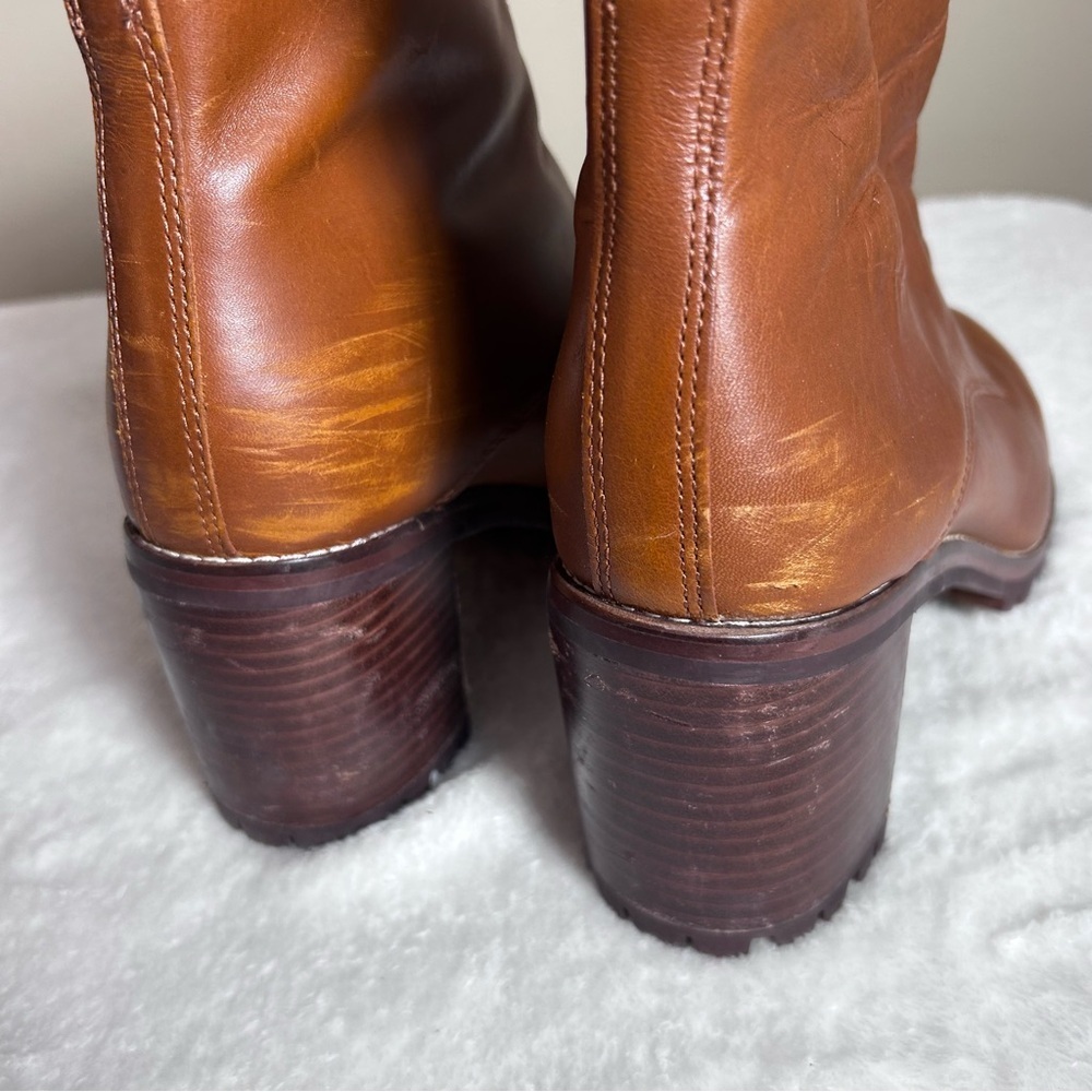 Madewell Alyce Brown Chestnut Leather Front Zipper Heeled Boots Size 11 - Picture 5 of 15